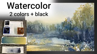WATERCOLOR landscape - real time speed - relaxing painting process - 376