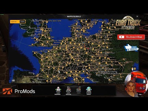 Euro Truck Simulator 2 (1.34) Promods map 2.33 My Huge Combination Maps + DLC's & Mods