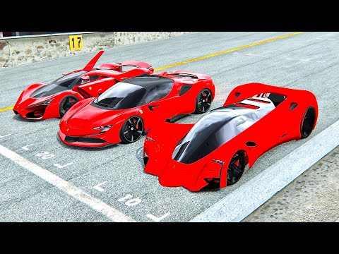 Ferrari SF90 Stradale vs Ferrari Marte 2050 Concept vs Ferrari F80 Concept at Monza