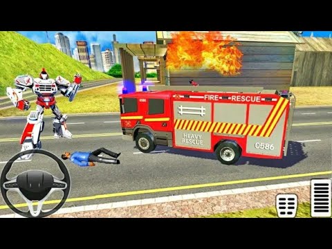 Fire Fighter Robot Transform Robot Truck_ Emergency Rescue Simulator Truck Driver_Gameplay #1