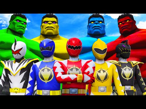Hulk & Blue Hulk & Red Hulk & Yellow Hulk VS Power Rangers (Dino Thunder)
