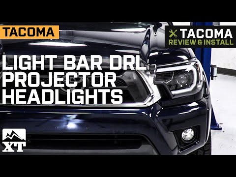 2012-2015 Tacoma Light Bar DRL Projector Headlights; Jet Black Housing Review & Install