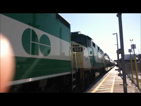 westbound go train with Mp40-3c 607 and F59 564 on march 7th 2011