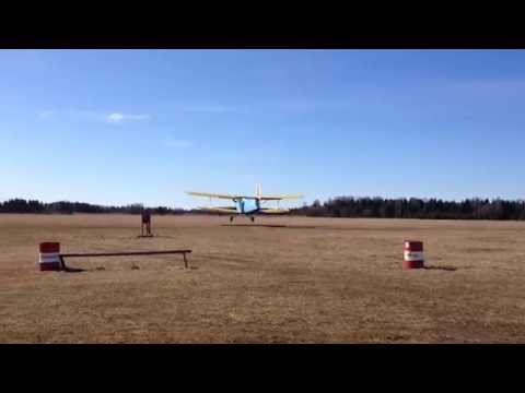 Antonov AN-2 short landing across the runway