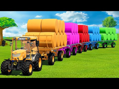 LOAD NEW COLORED BALES & TRANSPORT WITH RIGITRAC TRACTORS - Farming Simulator 22