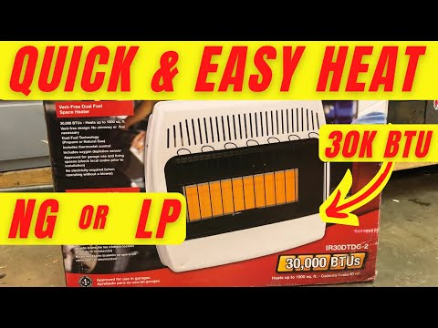 Dyna-Glo Ventless 30,000 BTU Infrared Radiant garage heater unbox and Install natural gas | propane
