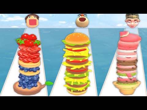 PANCAKE RUN vs BURGER RUSH vs ICE CREAM RUN - Triple Gameplay All Levels UPDATED