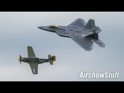 P-51 Mustang Aerobatics and Heritage Flight w/ F-22 Raptor - America's Freedom Fest 2017