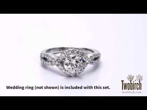 Round Infinity Halo Engagement Ring Bridal Set (2 Rings) (1.82 Ct. Twt.)-TwoBirch-ST-ENG-258-WG-J71K