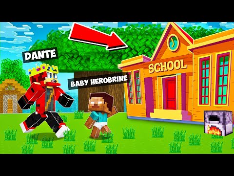 Going To Baby Herobrine School In Minecraft !