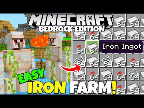 EASY IRON FARM Tutorial & Trading Hall! Minecraft Bedrock! MCPE Xbox PS5 PC Switch