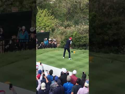 Dustin Johnson tee off at Saturday Presidents Cup 2017