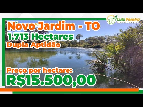 Ótima oportunidade, fazenda em Novo Jardim -TO -1.713 Hec , D.Aptidão, ideal p  irrigação, ótima
