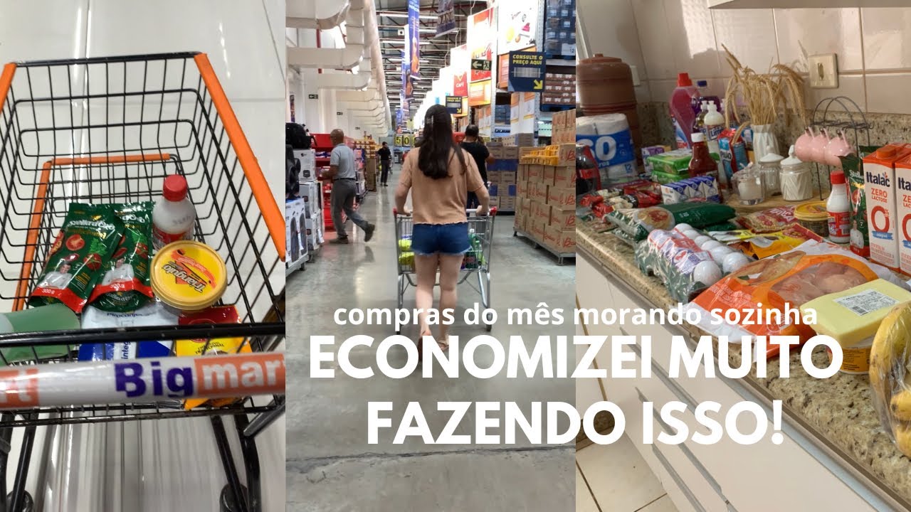 COMPRAS DO MÊS NO SUPERMERCADO MORANDO SOZINHA 🛒❤️(pesquisando preços e tentando economizar!)