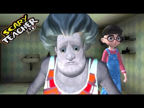 Miss T maskeran pake semen😂jadi patung Scary Teacher3D