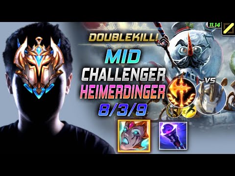 Challenger Heimerdinger MID vs Galio - 챌린저 장인 미드 하이머딩거 템트리 룬 리안드리 정복자 ハイマーディンガー - LOL KR 11.14