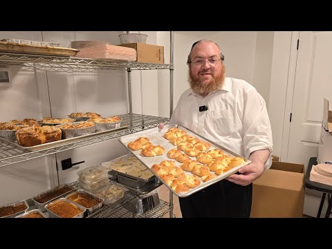 Erev Shavuos at Farkash Bakery Neias showcasing his delicious MILCHIGA (Dairy) items