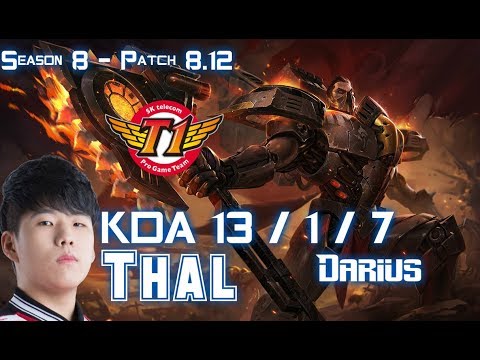 SKT T1 Thal DARIUS vs IRELIA Top - Patch 8.12 KR Ranked