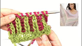How to work English rib with two colours