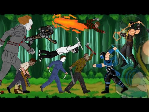 Sub-Zero, Scorpion VS Jason, Michael, IT Pennywise, Freddy, Predator, Jeff the killer, Leather Face