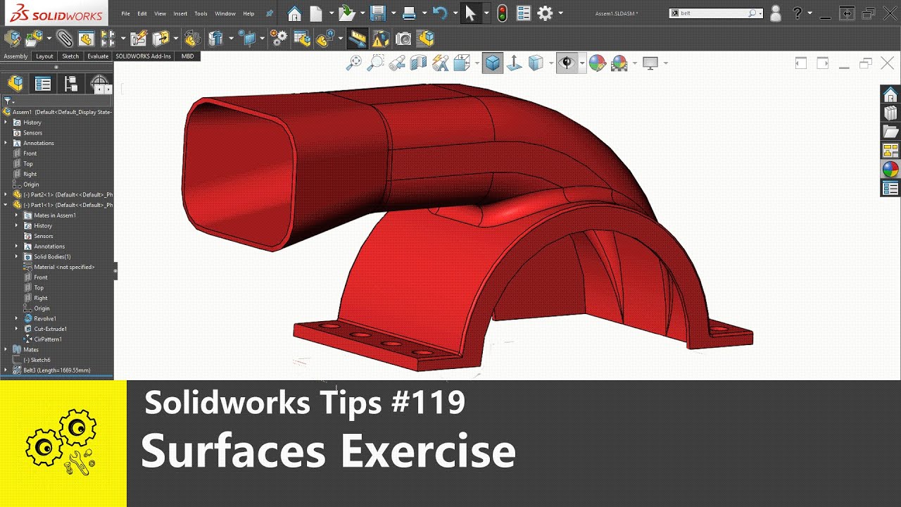 Solidworks tutorials #119 | surface exercise | solidworks2020 tips