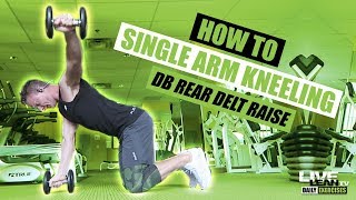 Single Arm Kneeling Dumbbell Rear Delt Raise exercise video thumbnail
