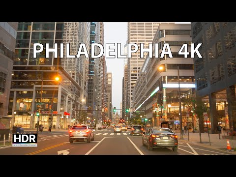 Philly 4K - Sunset Drive Downtown - USA