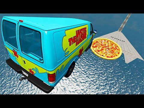 Beamng Drive - Open Bridge Car Jumping Over Big Pizza #2 | BeamNG-Destruction