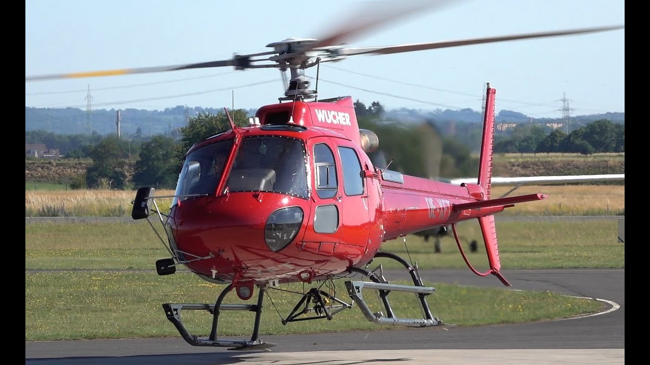 Airbus Helicopter / Eurocopter H125 AS350 Ecureuil _ start up and take off at Bonn Hangelar airport