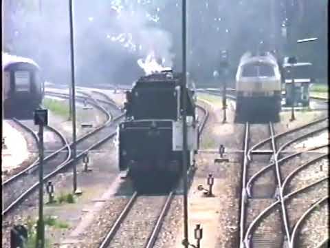 Die Allgäubahn. Inselbahnhof. DB Dampf-Nostalgie  Monfort 20.05.1990.