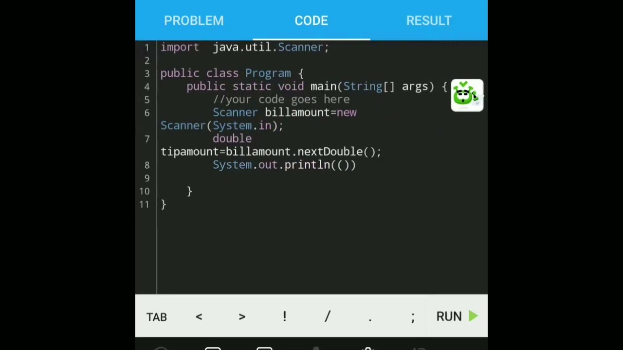 Tip calculator program using java