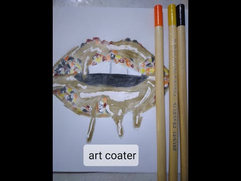 how to draw a sequin lips with 5 minutes  (art coaster)