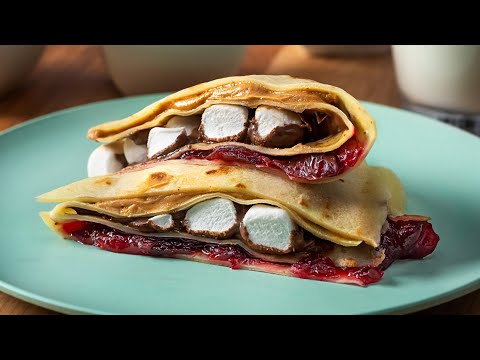TikTok Wrap Hack - Crepe Stuffed Nutella Peanut Butter & Jelly
