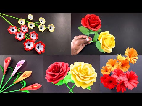 5 Beautiful Paper Sticky Gift Flower | Easy Room Decoration Ideas | Paper craft | Easy DIY Crafts(2) Video