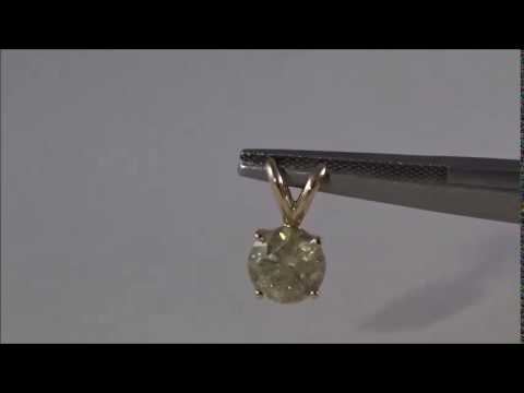 1.35 ct Round Cut Light Yellow Color Solitaire Pendant L494