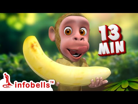 Bandar Mama Aur Kele - बंदर मामा और केले | Hindi Rhymes for Children | Infobells #hindirhymes