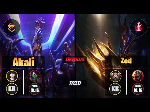 Roach AKALI (Mid) [Conqueror] VS ZED - Challenger KR Patch 10.16
