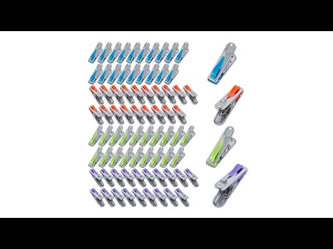 80 wasknijpers van rvs blauw - rood - zilver - metaal - kunststof - 2 x 7 x 3 cm