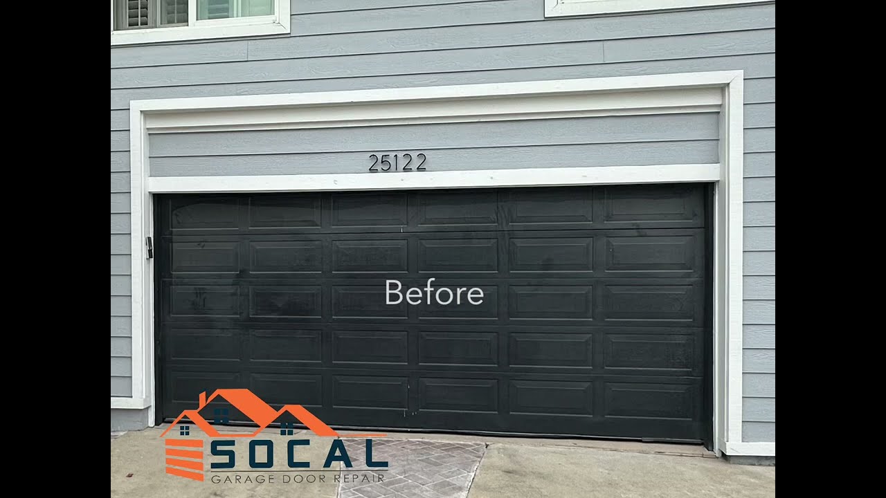 New Shiny Black Garage Door & Glass Windows In Mission Viejo, CA | SoCal Garage Door Repair Inc.