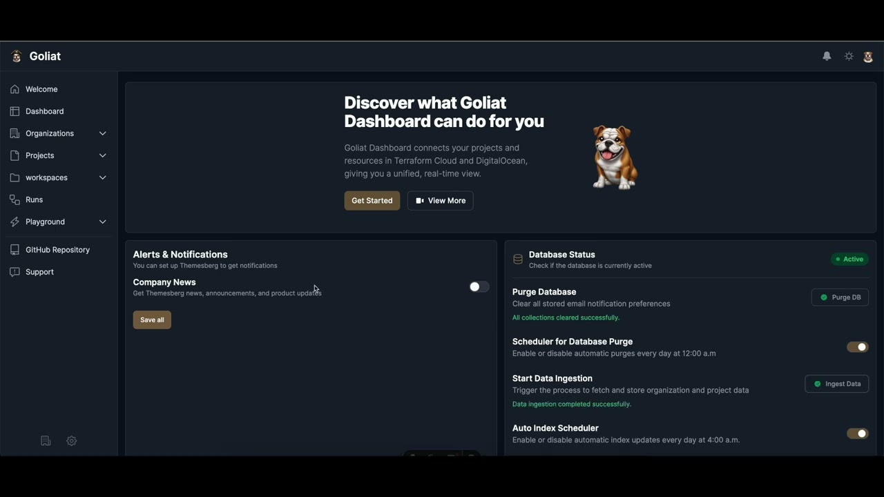 Goliat Dashboard - Demo en YouTube
