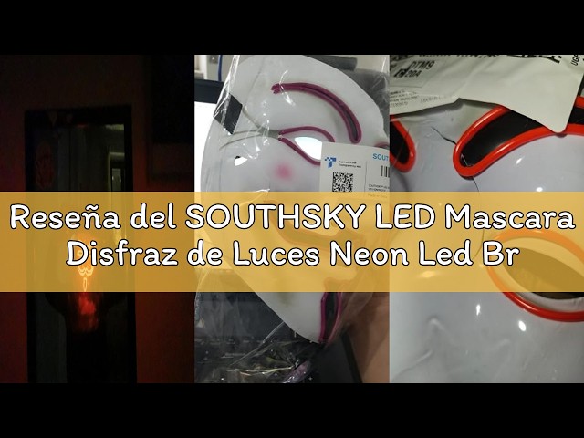 Vídeo relacionado con SOUTHSKY Christmas LED Mascara Disfraz de Luces Neon Led Brillante V Vendetta Mask EL Wire Light Up 3 Modos For Halloween Costume Cosplay Party (V-RED)