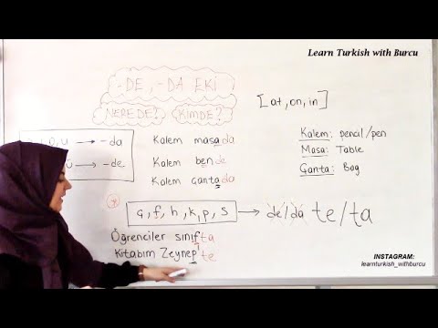 Online Turkish Grammar Lesson 7 - Part 1| -De/-Da Suffixes in Turkish |  A1 Level