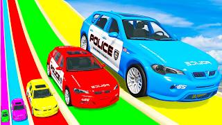Big and Small Cars vs Slide Colors with Spiner – Police Cars Rescue Small Cars – BeamNG.Drive