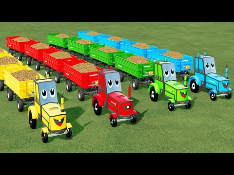 FRUIT TRAIN OF COLORS! LOAD & TRANSPORT POTATO WITH TOY TRACTORS & ROAD TRAIN! Farming Simulator 22
