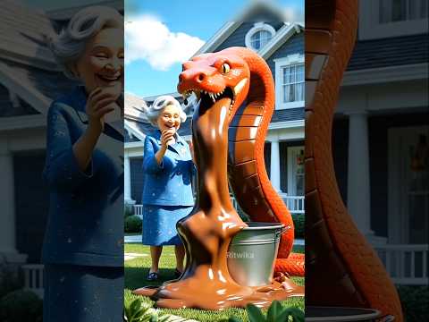 Grandma's Giant Red Cobra Gives Millions Of Liters Of Chocolate 😭😭 #ai #shortsviral #cobra