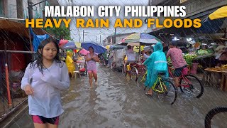 FLOODED STREET SCENES-MALABON CITY PHILIPPINES [4k] walking tour 