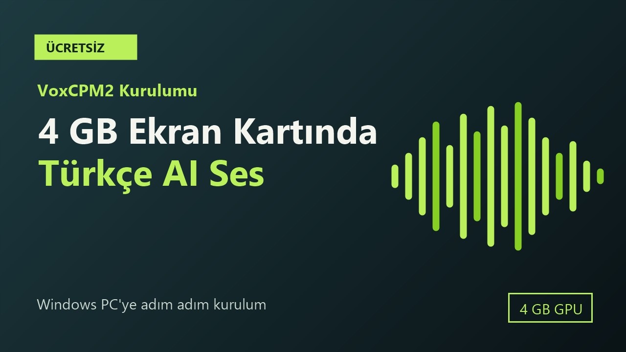 4 GB Ekran Kartında Ücretsiz Türkçe AI Seslendirme | Ücretsiz Kurulum