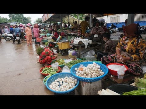 Morning Daily Life Style at Phsa Vihear Sour - Morning Food Market Scene @Countryside SkhachKandal