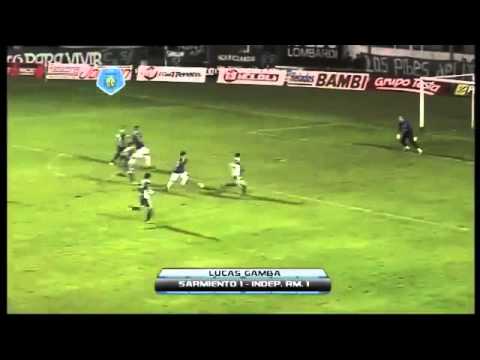 Gol de Lucas Gamba (Independiente Rivadavia de Mza) ante Sarmiento de Junin