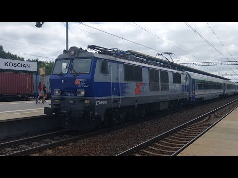 wjazd I odjazd pociągu IC ARTUS z EP09-001 na stacji Kościan